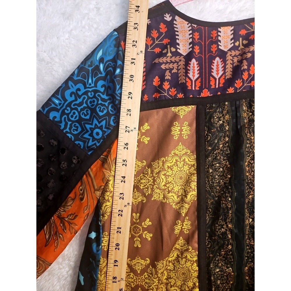 Soft Surroundings Adassa Tunic Top M Boho Velvet Burnout Sequin Patchwork #571 - Picture 10 of 14